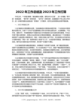 2022年工作总结及2023年工作打算