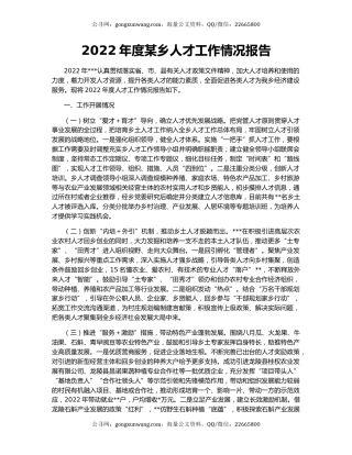 2022年度某乡人才工作情况报告