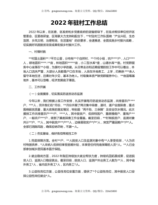 2022年驻村工作总结