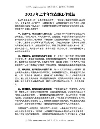 2023年上半年党支部工作总结