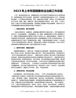 2023年上半年团旗委依法治旗工作总结