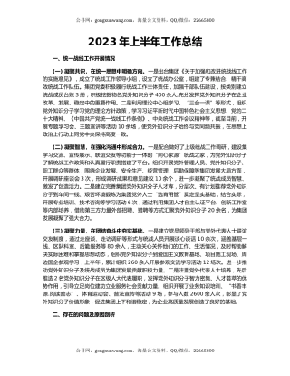 2023年上半年工作总结（2）
