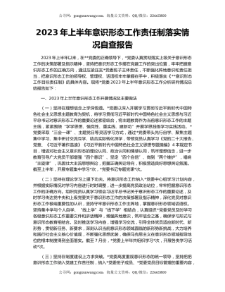2023年上半年意识形态工作责任制落实情况自查报告