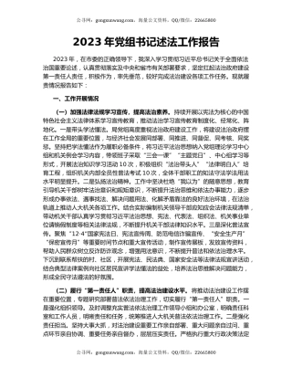 2023年党组书记述法工作报告