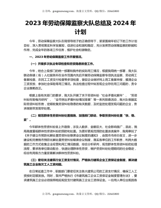 2023年劳动保障监察大队总结及2024年计划