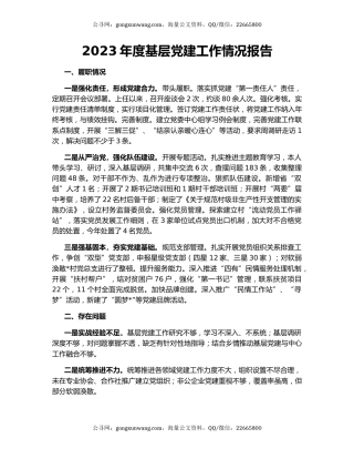 2023年度基层党建工作情况报告