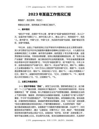 2023年某县工作情况汇报