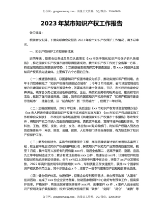 2023年某市知识产权工作报告