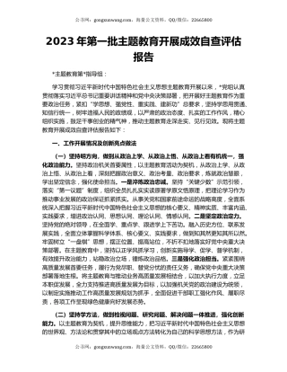 2023年第一批主题教育开展成效自查评估报告