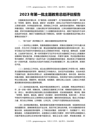 2023年第一批主题教育总结评估报告