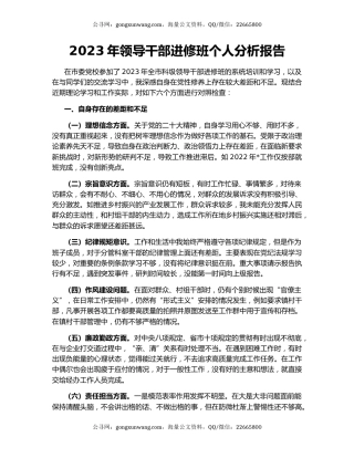 2023年领导干部进修班个人分析报告