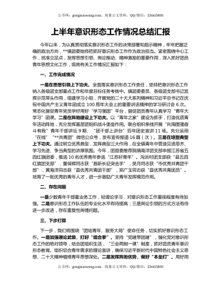 上半年意识形态工作情况总结汇报