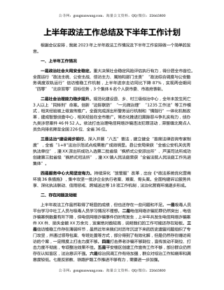 上半年政法工作总结及下半年工作计划