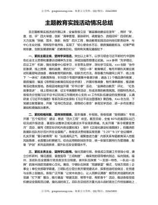 主题教育实践活动情况总结