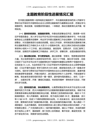 主题教育阶段性进展情况汇报