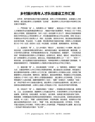 乡村振兴青年人才队伍建设工作汇报