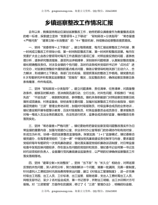 乡镇巡察整改工作情况汇报