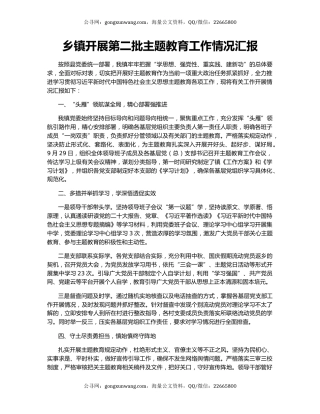 乡镇开展第二批主题教育工作情况汇报