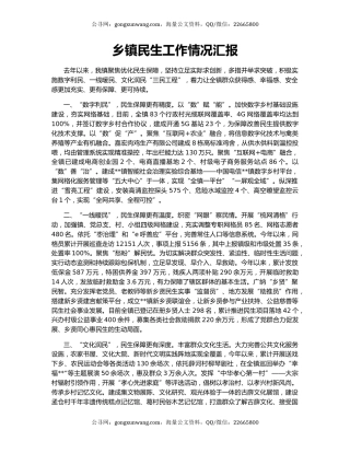 乡镇民生工作情况汇报