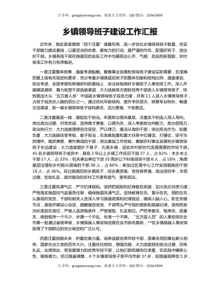 乡镇领导班子建设工作汇报