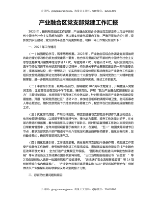 产业融合区党支部党建工作汇报