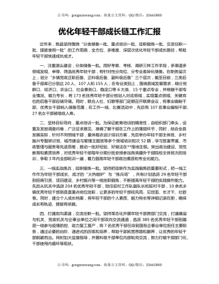 优化年轻干部成长链工作汇报