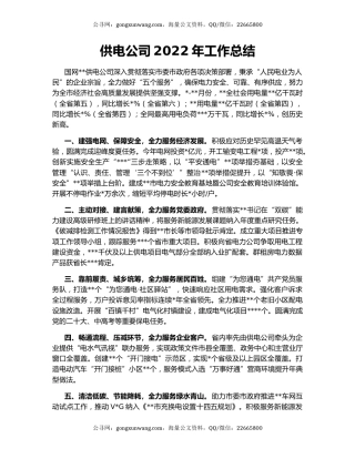供电公司2022年工作总结