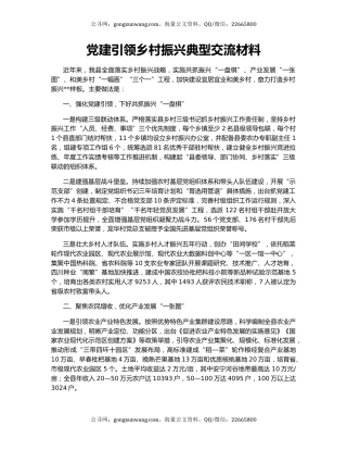 党建引领乡村振兴典型交流材料