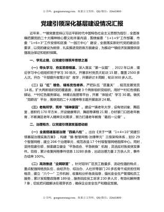 党建引领深化基层建设情况汇报