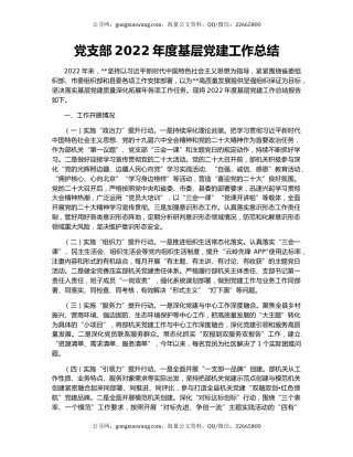 党支部2022年度基层党建工作总结