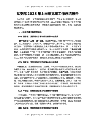 党支部2023年上半年党建工作总结报告