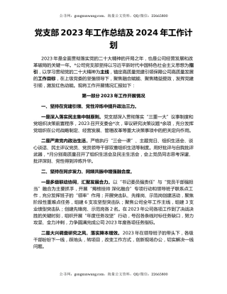 党支部2023年工作总结及2024年工作计划