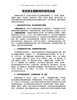 党支部主题教育阶段性总结