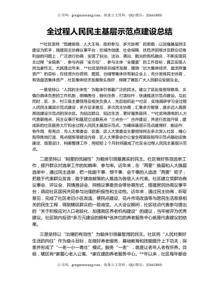 全过程人民民主基层示范点建设总结