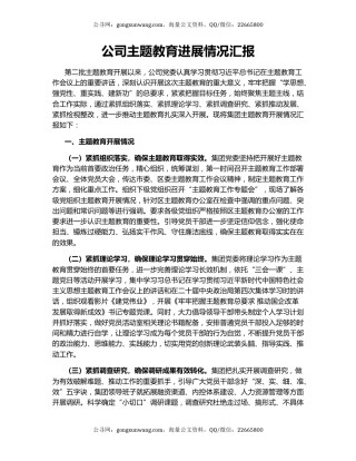 公司主题教育进展情况汇报