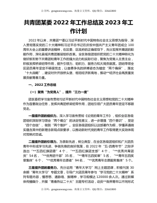 共青团某委2022年工作总结及2023年工作计划