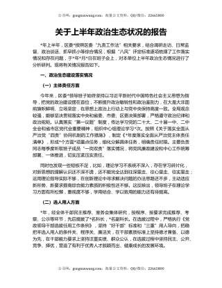 关于上半年政治生态状况的报告