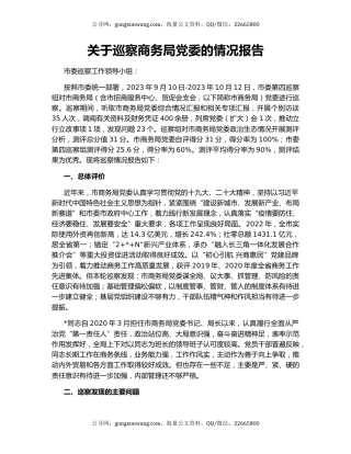 关于巡察商务局党委的情况报告