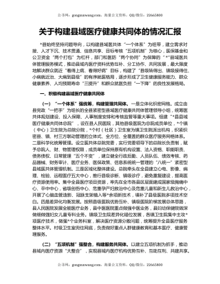 关于构建县域医疗健康共同体的情况汇报