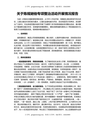 关于陈规陋俗专项整治活动开展情况报告