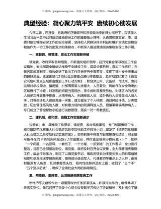 典型经验：凝心聚力筑平安  赓续初心助发展