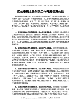 区公安局主动创稳工作开展情况总结