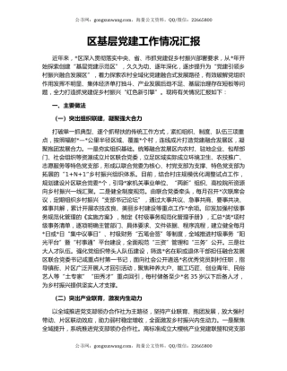 区基层党建工作情况汇报