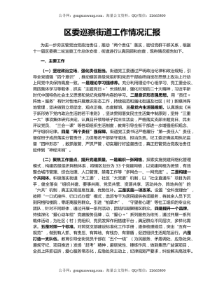 区委巡察街道工作情况汇报