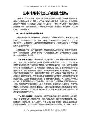 区审计局审计查出问题整改报告