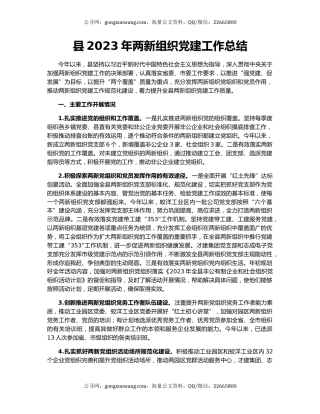 县2023年两新组织党建工作总结
