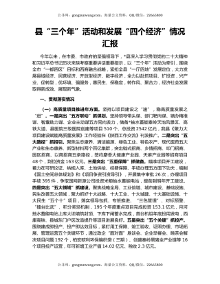 县“三个年”活动和发展“四个经济”情况汇报