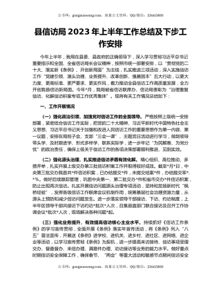 县信访局2023年上半年工作总结及下步工作安排