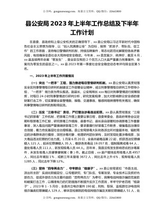 县公安局2023年上半年工作总结及下半年工作计划
