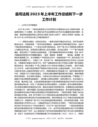 县司法局2023年上半年工作总结和下一步工作计划